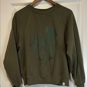 American Eagle Outfitters Olive Green Floral Sweatshirt